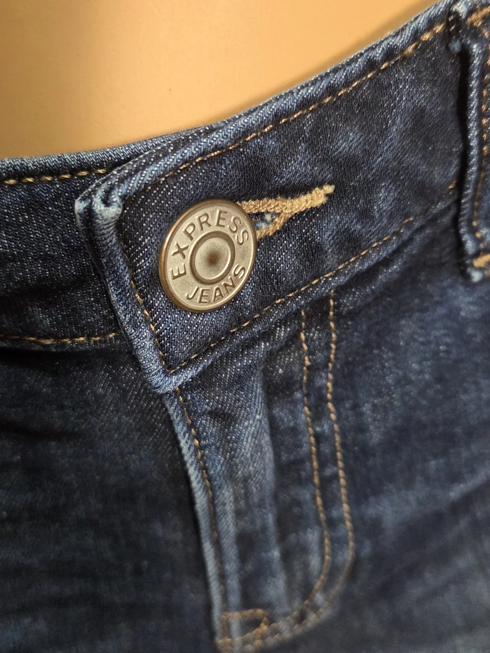 **Express Dark Blue Distressed Denim Jean Shorts** - Picture 3 of 12